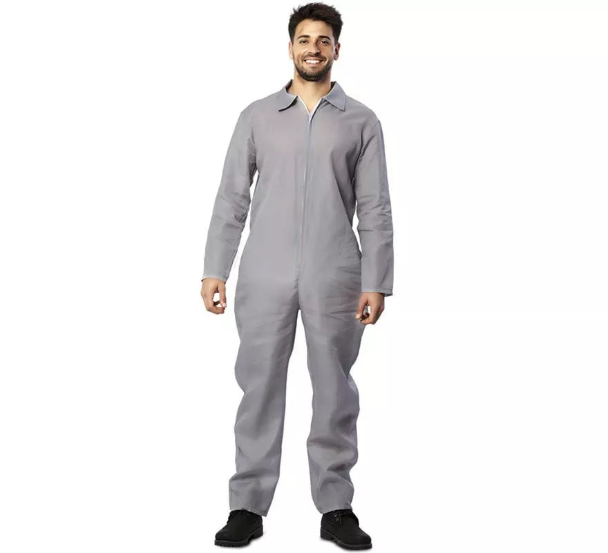 Disfraz de Asesino Mono Laboral Gris para hombre