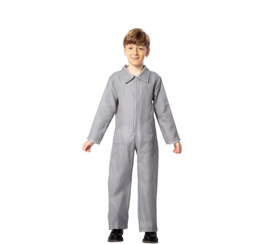 Disfraz de Asesino Mono Laboral Gris para niños