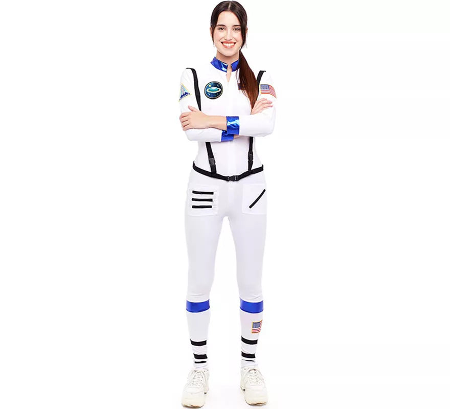 Disfraz de Astronauta blanco con Insignia para mujer