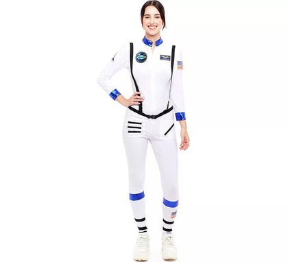 Disfraz de Astronauta blanco con Insignia para mujer