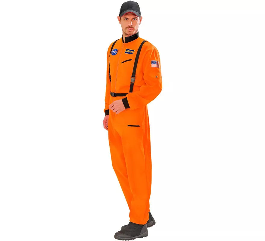 Disfraz de Astronauta Naranja con Insignia para hombre