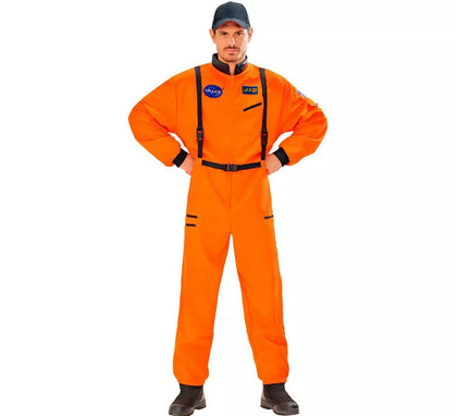 Disfraz de Astronauta Naranja con Insignia para hombre