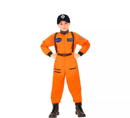 Disfraz de Astronauta Naranja con Insignia para niño