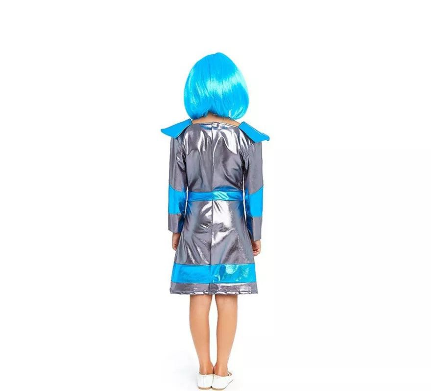 Translation missing: en.Disfraz de Astronauta plateado oscuro y azul para niña