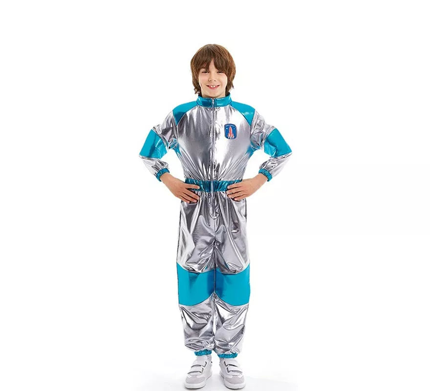 Disfraz de Astronauta plateado y azul para niños