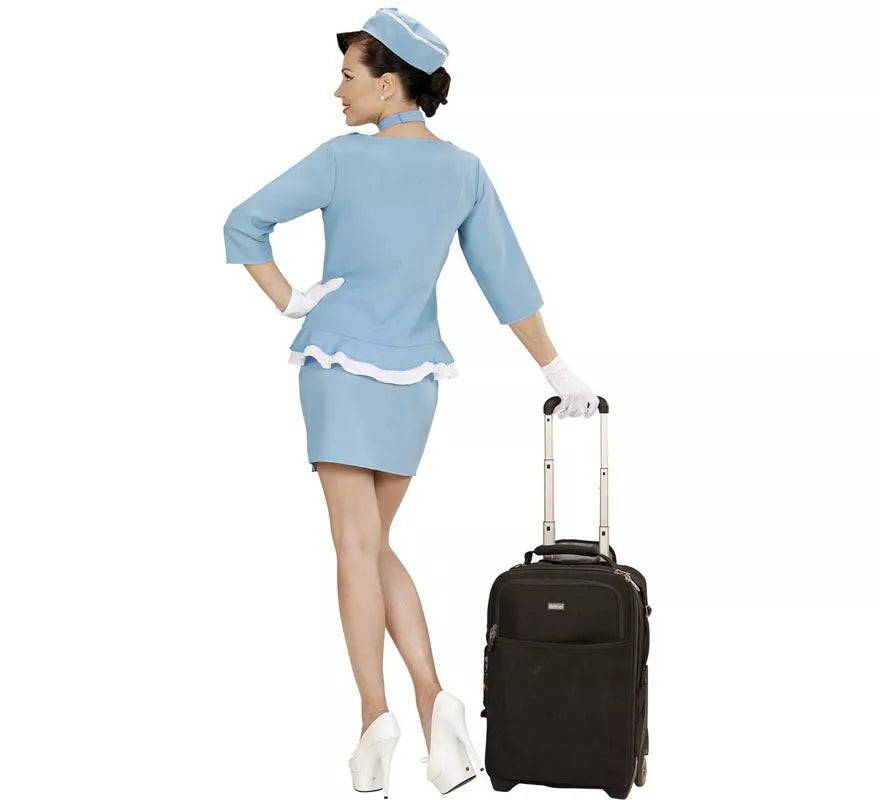 Disfraz de Azafata azul con corbata para mujer