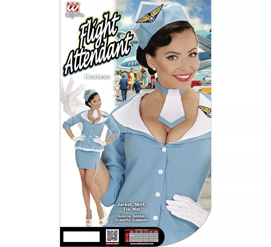 Translation missing: en.Disfraz de Azafata azul con corbata para mujer