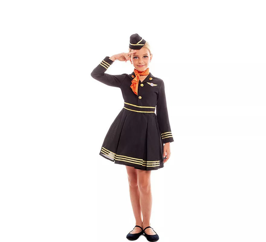 Disfraz de Azafata de Vuelo Elegante con Gorro para niña