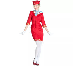 Red Flight Attendant Costume for Women