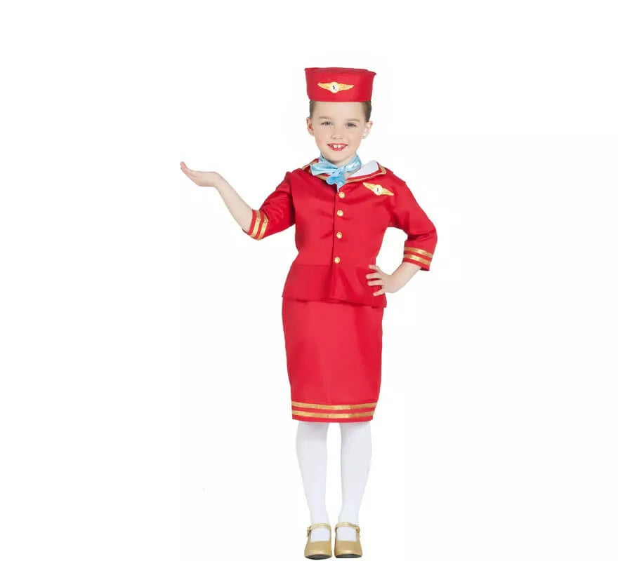 Translation missing: en.Disfraz de Azafata de Vuelo Roja para niña