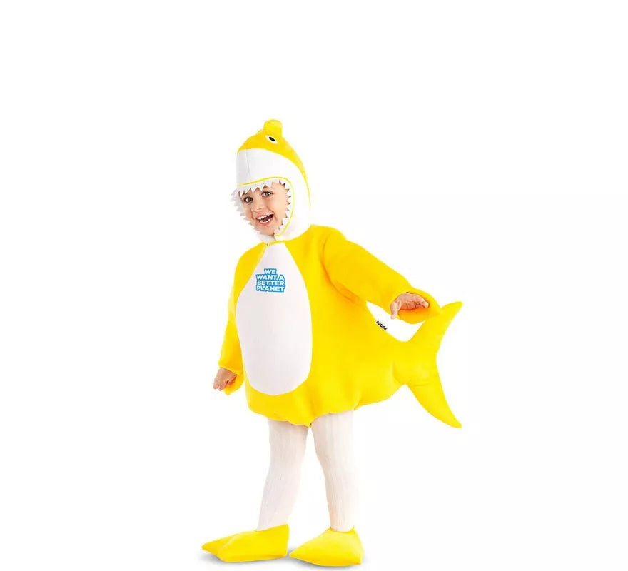 Disfraz de Baby Shark amarillo con capucha para bebé y niños
