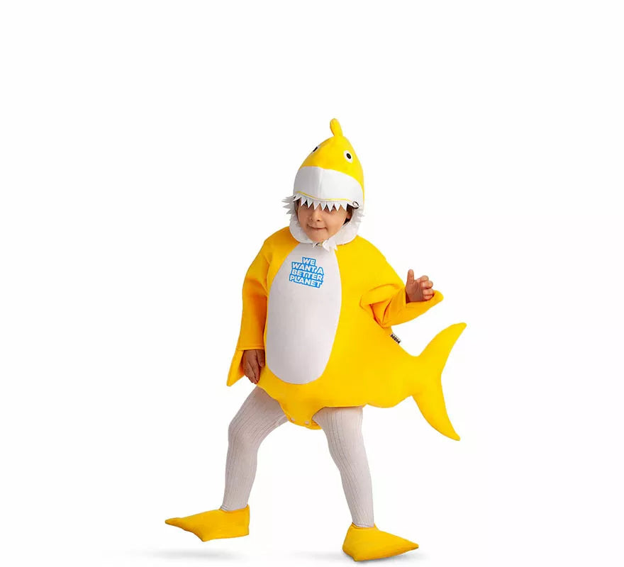 Disfraz de Baby Shark amarillo con capucha para bebé y niños