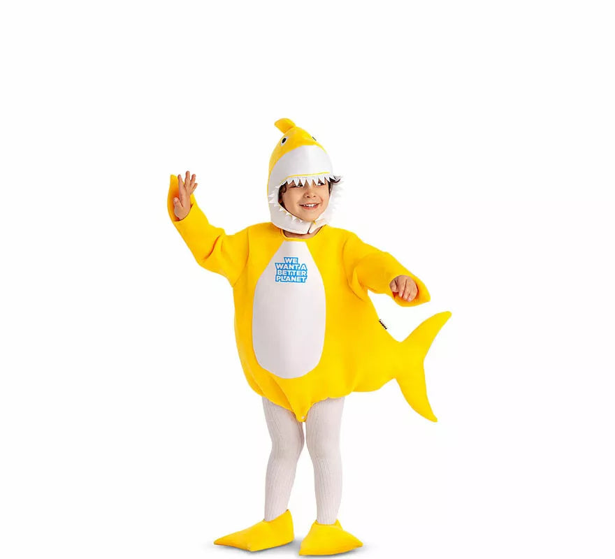 Translation missing: en.Disfraz de Baby Shark amarillo con capucha para bebé y niños