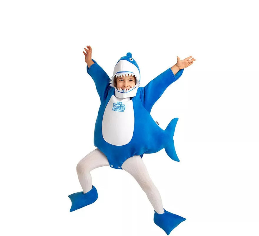 Translation missing: en.Disfraz de Baby Shark azul con capucha para bebé y niños