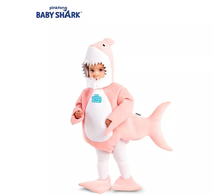 Disfraz de Baby Shark rosa con capucha para bebé y niños