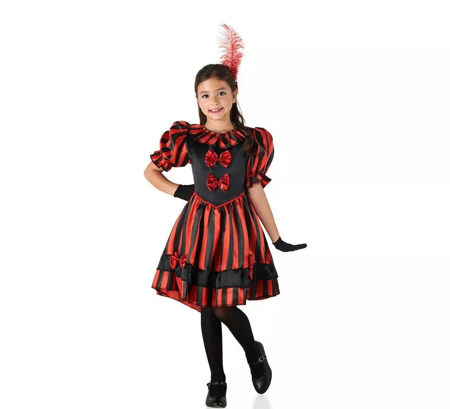 Disfraz de Bailarina Can Can rojo y negro para niña