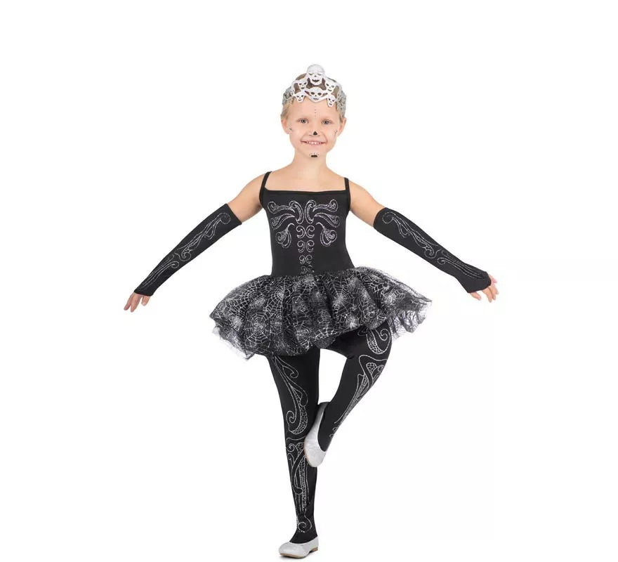 Translation missing: en.Disfraz de Bailarina Esqueleto con tiara para niña