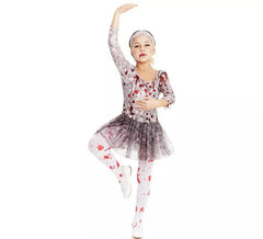 Grey Zombie Dancer Costume with Headpiece for Girls and Teens
