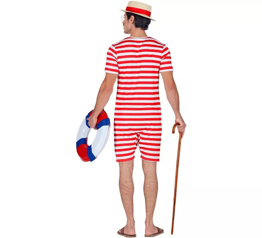 Disfraz de Bañador Estilo Retro años 50 rojo para hombre