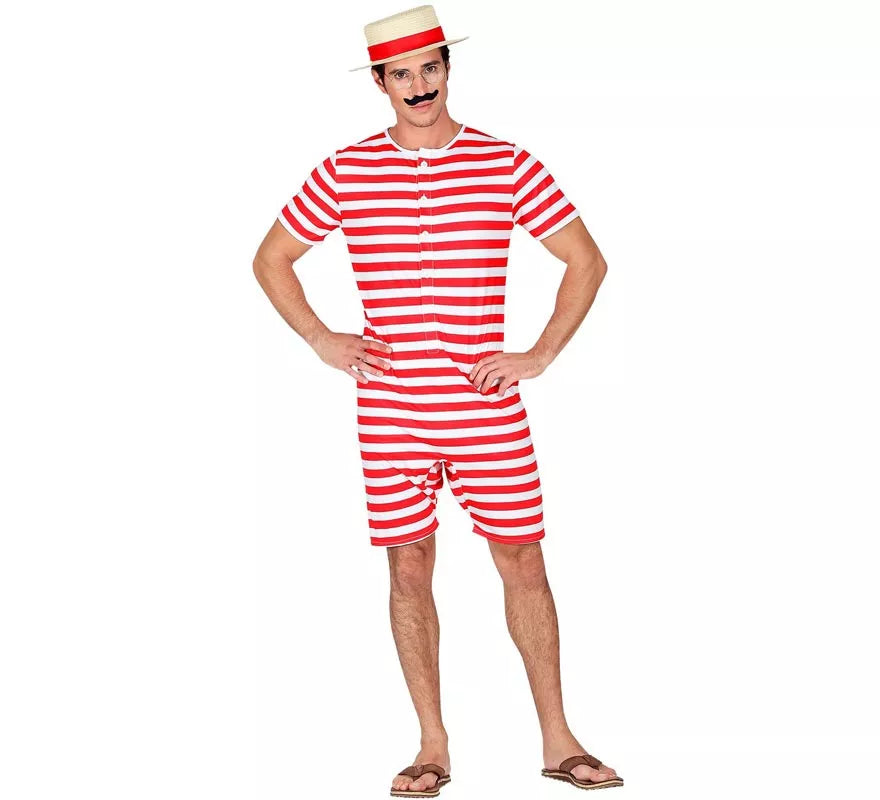 Translation missing: en.Disfraz de Bañador Estilo Retro años 50 rojo para hombre