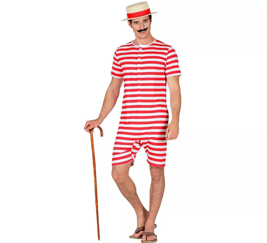 Disfraz de Bañador Estilo Retro años 50 rojo para hombre