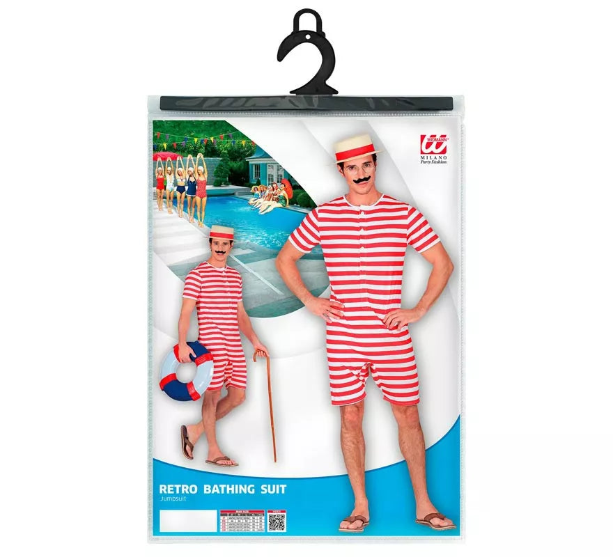 Disfraz de Bañador Estilo Retro años 50 rojo para hombre
