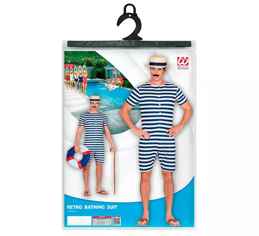 Disfraz de Bañador Retro años 50 azul para hombre