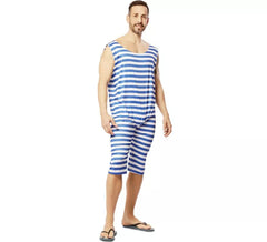 Blue 1920s Retro Bather Costume for Men