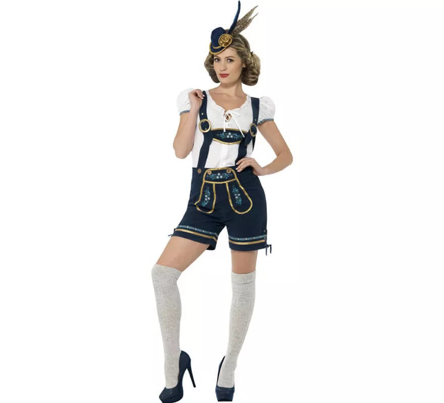 Translation missing: en.Disfraz de Bávara Azul con Lederhosen para mujer
