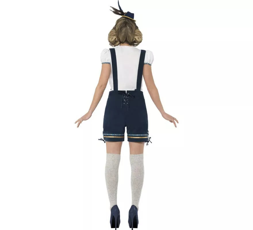 Disfraz de Bávara Azul con Lederhosen para mujer