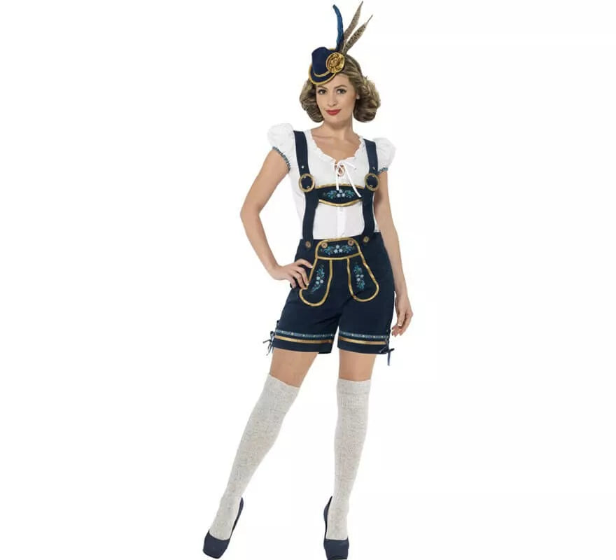 Translation missing: en.Disfraz de Bávara Azul con Lederhosen para mujer