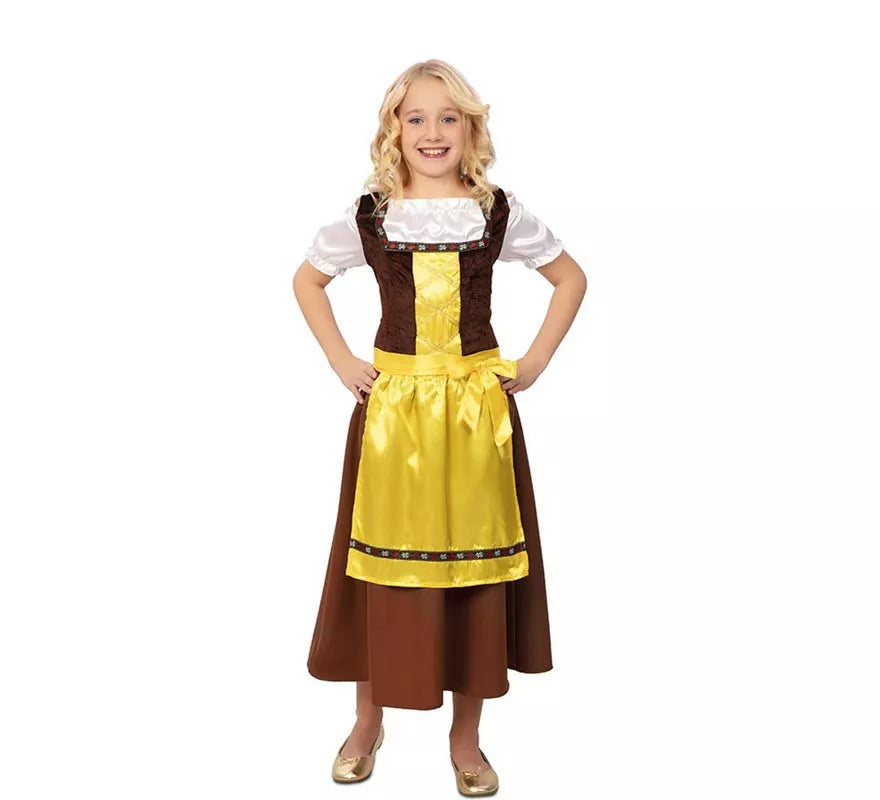 Translation missing: en.Disfraz de Bávara clásica marrón y amarillo para niña