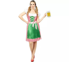 Bavarian costume in pink and green dress for women