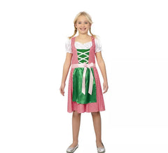 Bavarian costume in pink and green dress for girls