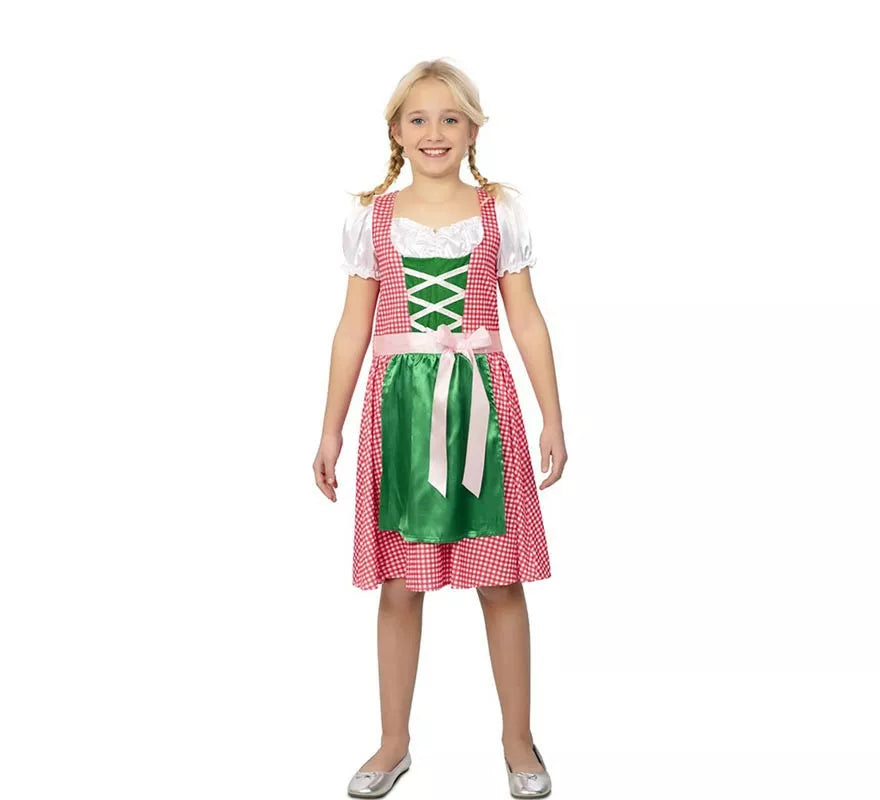 Translation missing: en.Disfraz de Bávara vestido rosa y verde para niña