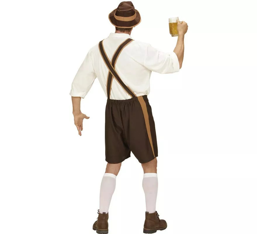 Disfraz de Bávaro blanco y marrón con sombrero para hombre