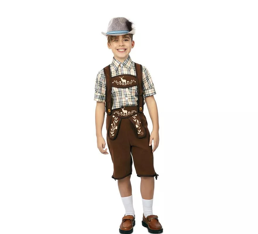 Translation missing: en.Disfraz de Bávaro clásico marrón a rayas para niño