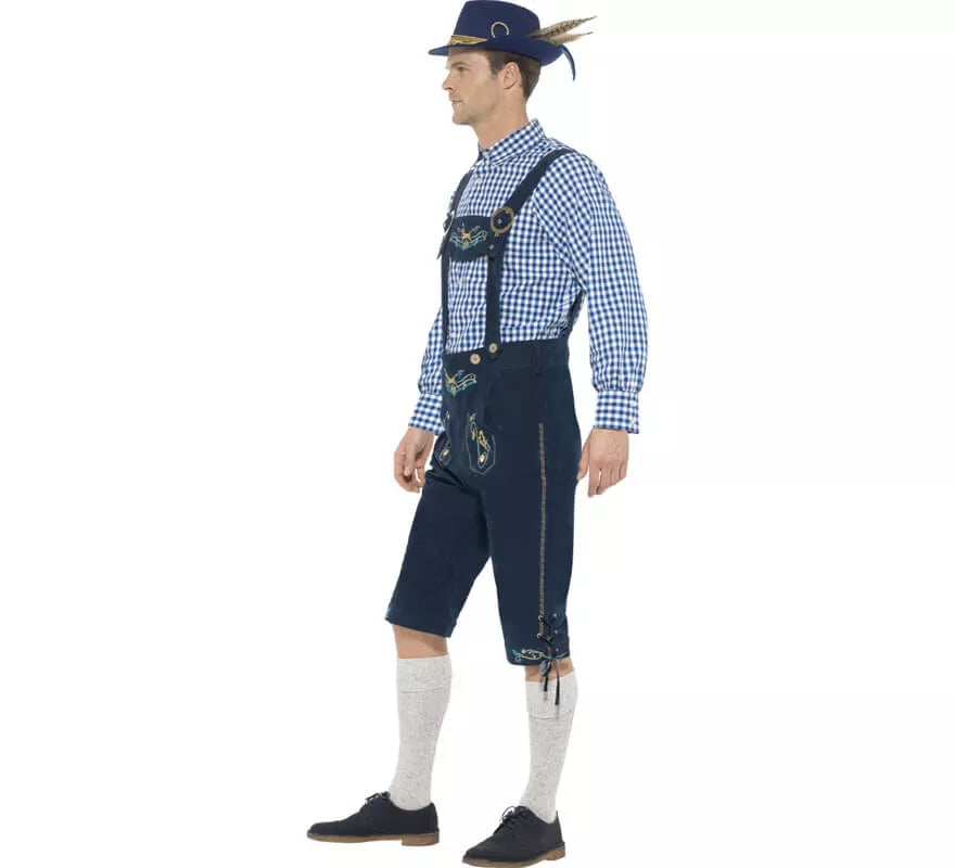 Disfraz de Bávaro Tradicional Azul con Lederhosen para hombre