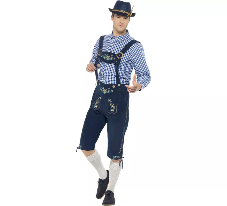 Disfraz de Bávaro Tradicional Azul con Lederhosen para hombre