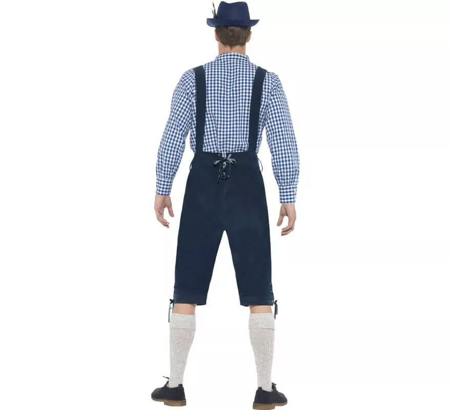 Translation missing: en.Disfraz de Bávaro Tradicional Azul con Lederhosen para hombre