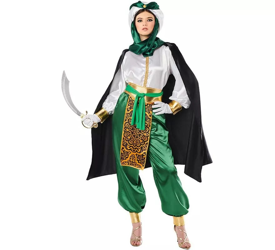 Translation missing: en.Disfraz de Beduino elegante verde y blanco para mujer
