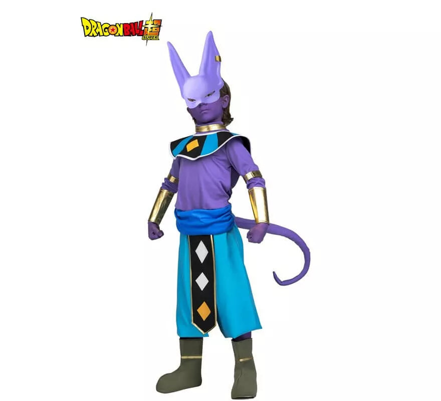 Disfraz de Beerus de Dragon Ball con máscara y maquillaje para niño