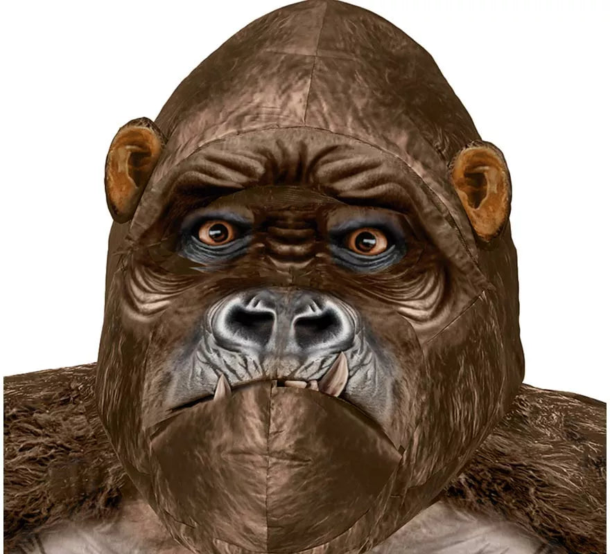 Disfraz de Big Kong negro con máscara hinchable o inflable para adulto