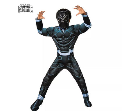 Disfraz de Black Panther musculoso con máscara deluxe para niño