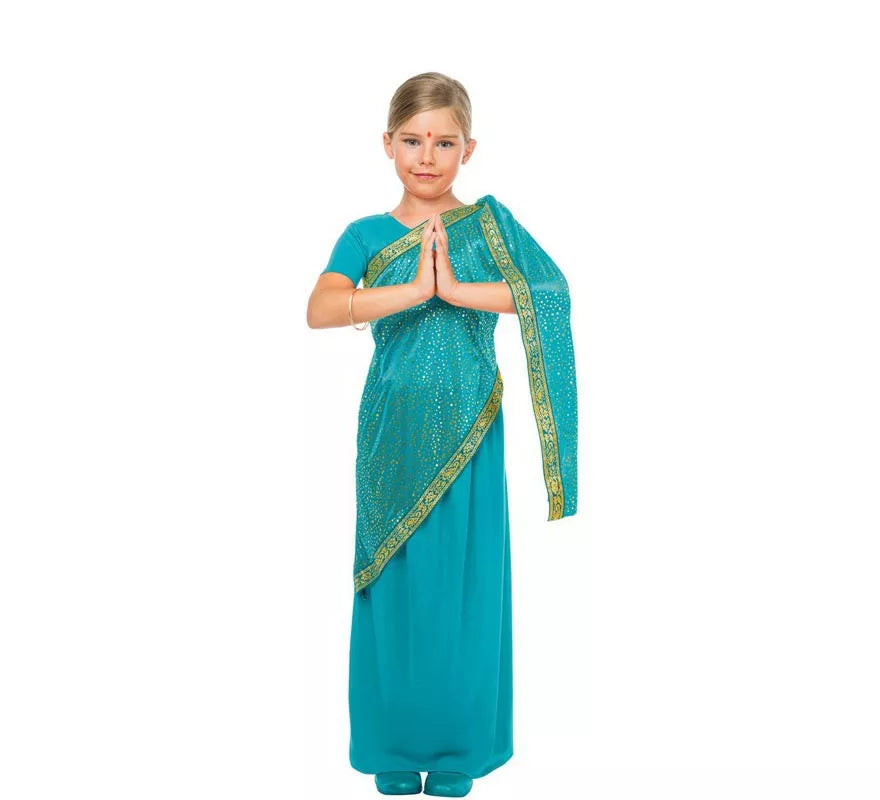 Disfraz de Bollywood Azul Turquesa para Niña
