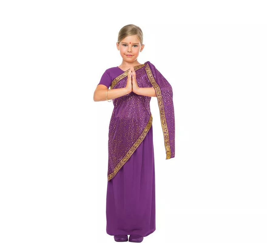 Disfraz de Bollywood Morado para Niña