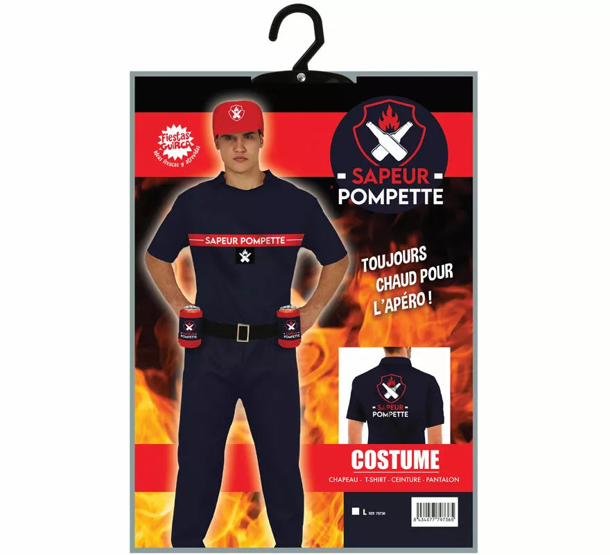 Translation missing: en.Disfraz de Bombero con Portabebidas para hombre