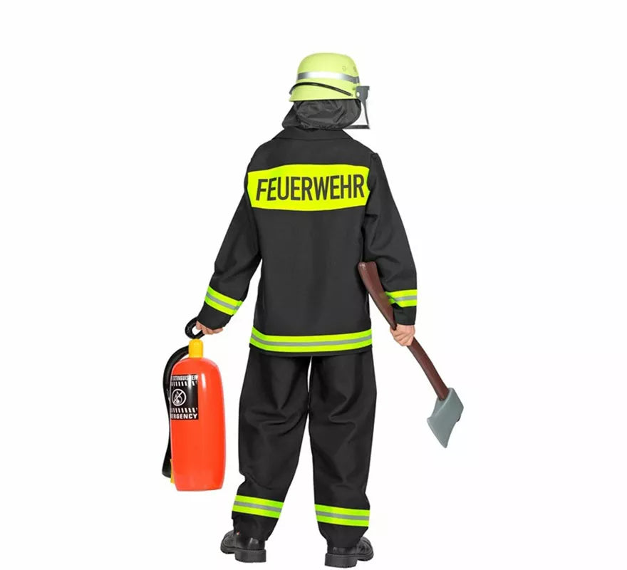 Disfraz de Bombero negro y amarillo para niño