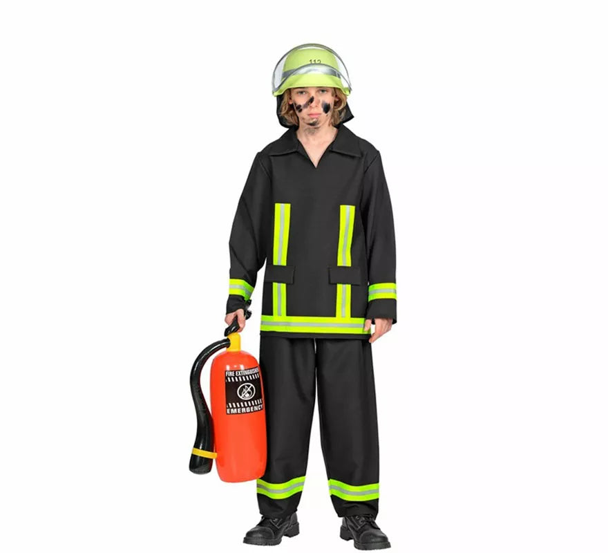 Disfraz de Bombero negro y amarillo para niño