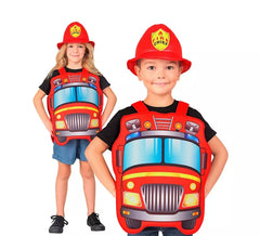 Red Firefighter Costume with Hat for Kids